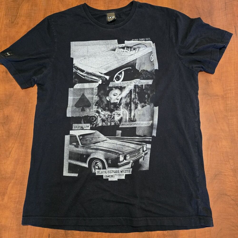 MCD More Core Division Black Before White V8 Series Multi Graphic Tee L